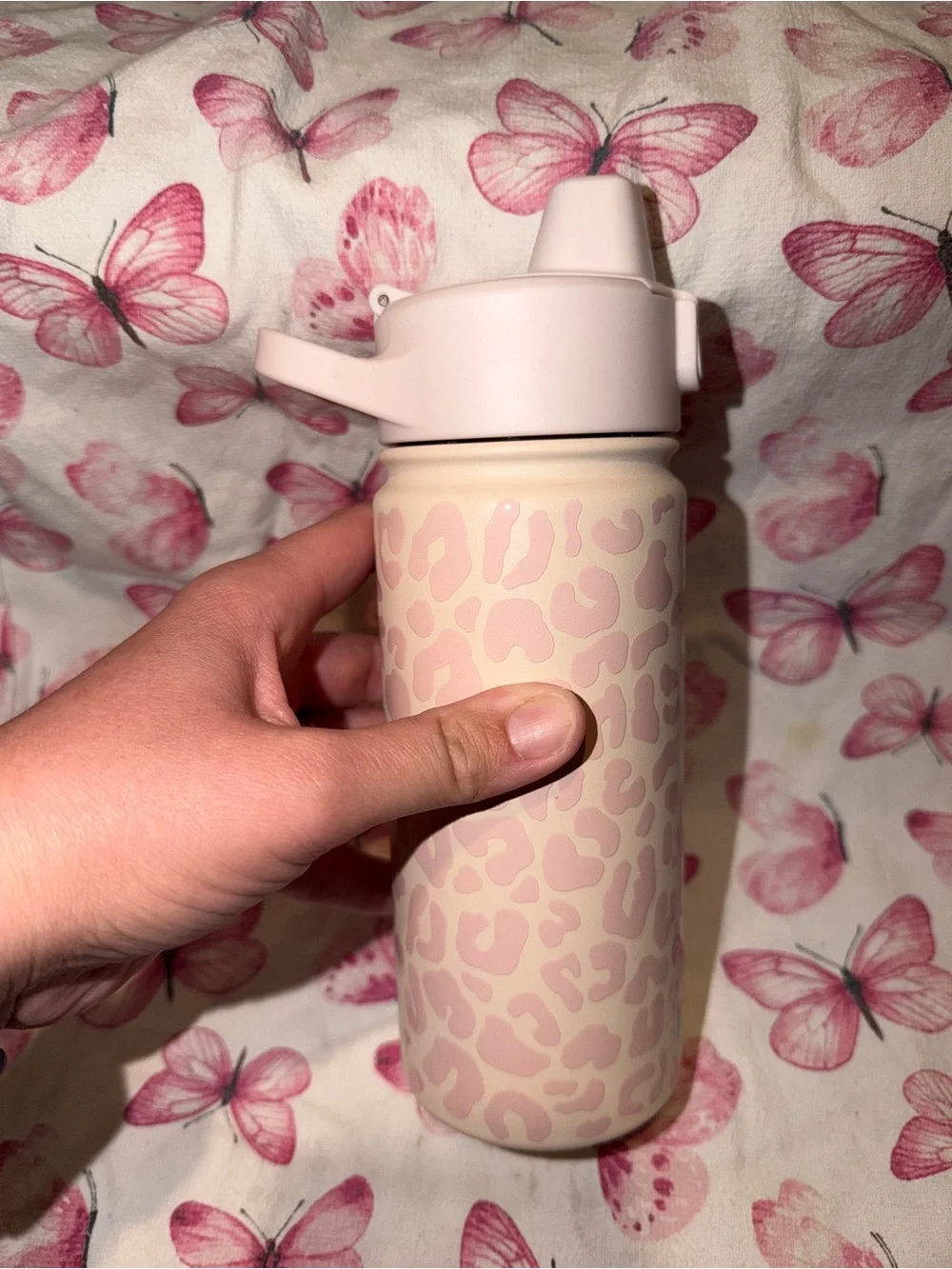 Simple Modern Blush Pink Leopard Print Insulated Water Bottle with Flip Lid 16oz